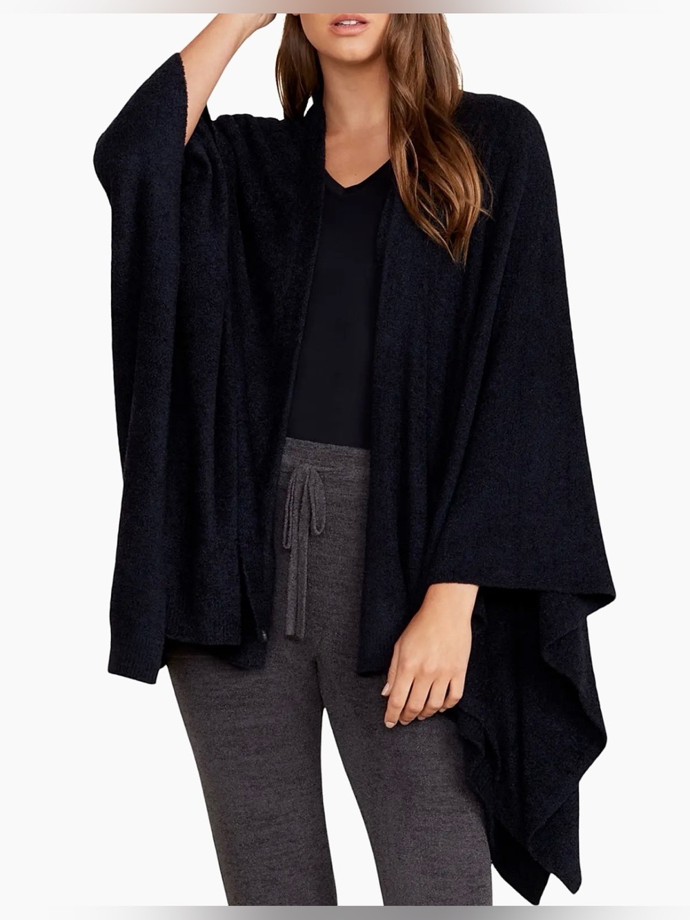 Lululemon Open Mind Black Open-Front Cozy Wrap Cardigan Os